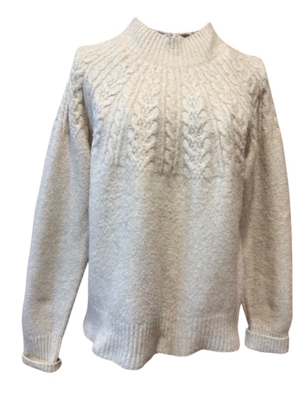 Joie Cream Cable Knit Mock Neck Pullover Sweater Long Sleeve Size S